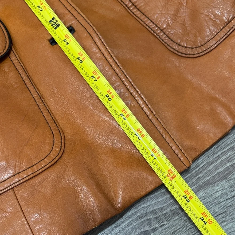 Vintage Brown Womens Leather Jacket with Belt & Removable Faux Fur Vest Small - Picture 16 of 16